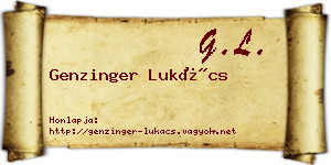 Genzinger Lukács névjegykártya